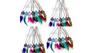 free shipping necklaces pendant dream catcher leather strings